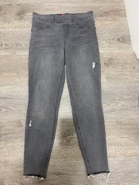 SPANX Vintage Distressed Ankle Skinny Jeans Womens Medium Gray High Rise Stretch